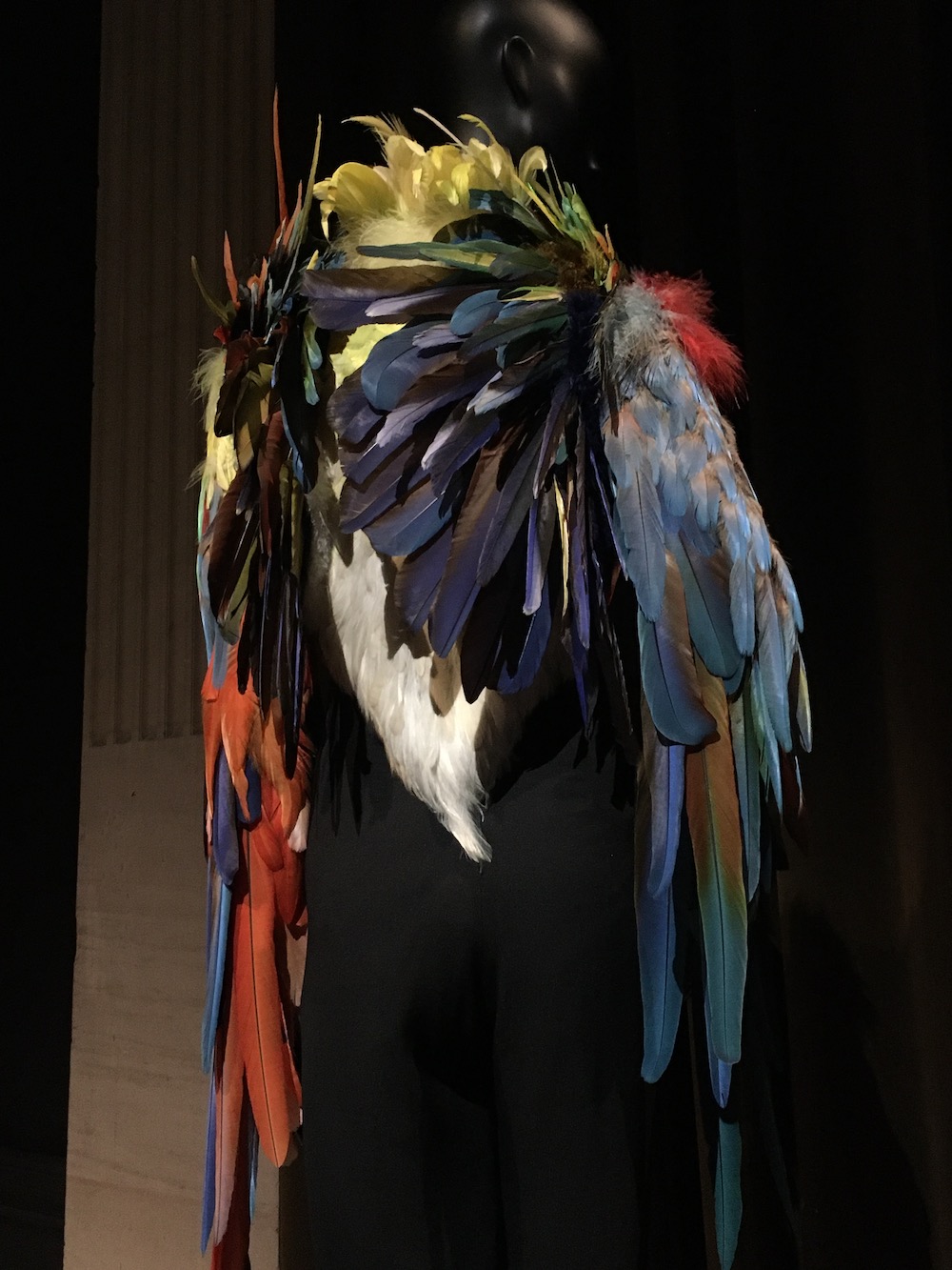 Manteau à plumes colorées