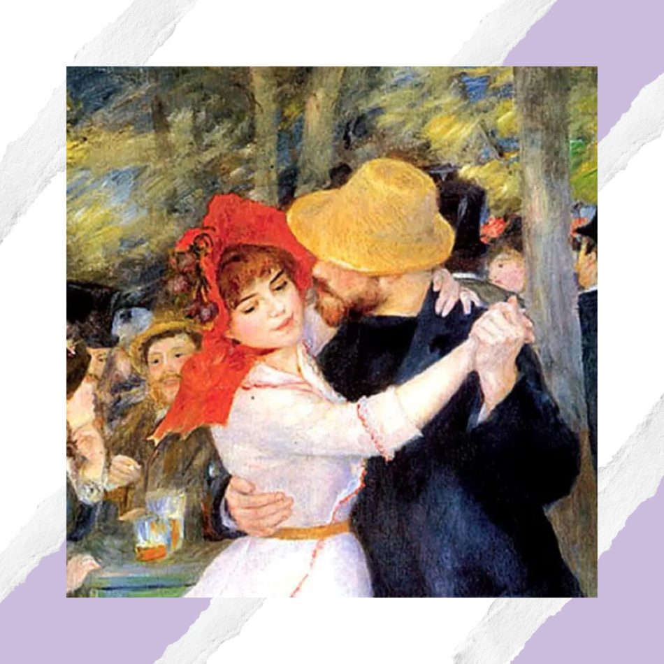 Un couple dansant environnement printanier tableau impressionniste Renoir